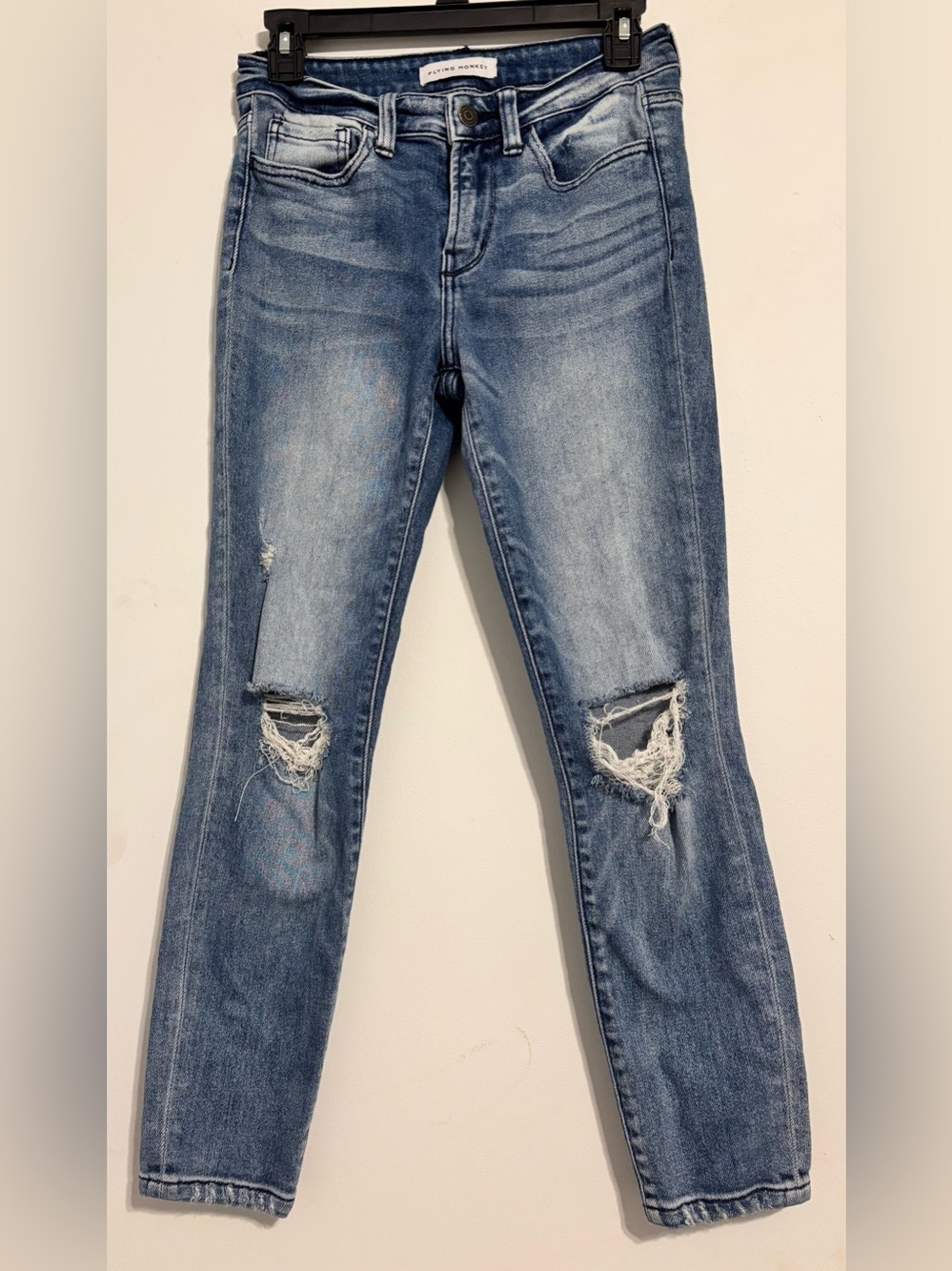 Flying Monkey Medium Wash Ripped Skinny Jeans